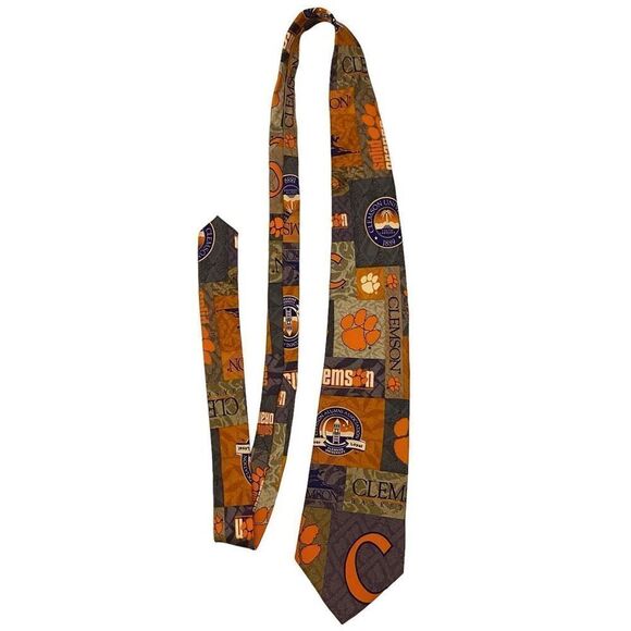 Eagles Wings University of Clemson Tigers Basketball Orange and Regalia Necktie - Picture 4 of 8